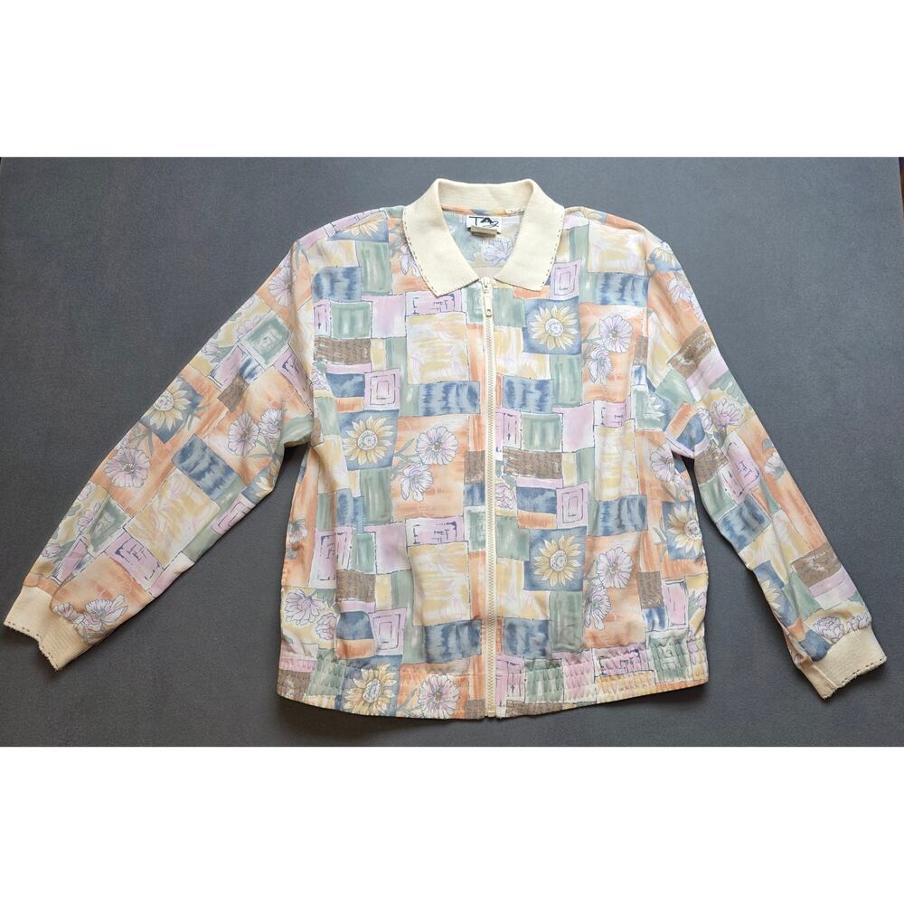 Vintage Womens Petite Large Lightweight Pastel Retro 80s 90s Granny Core‎ Jacket
